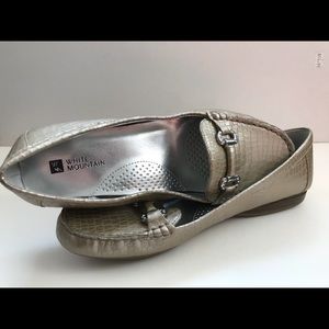 White Mountain Gold Metallic Leather Loafers